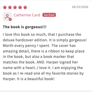 Five-star customer review praising the About That Kiss Deluxe Edition as gorgeous and worth every penny